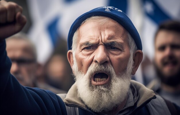 Foto israelische menschen marschieren auf der straße und fordern frieden juden gegen den krieg und auf der suche nach einem friedlichen zuhause