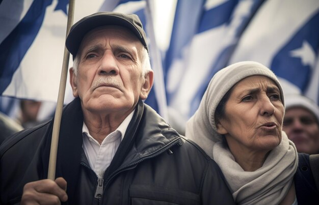 Foto israelische menschen marschieren auf der straße und fordern frieden juden gegen den krieg und auf der suche nach einem friedlichen zuhause