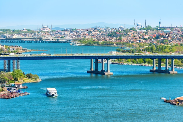 Istanbul-Panorama mit Halic Metro Bridge