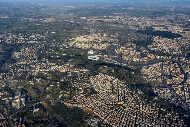 Italia Lazio vista aérea de Roma y el río Tevere