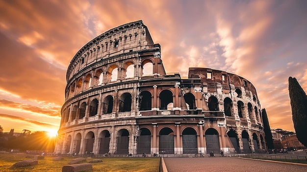 Italia Roma El Coliseo o Coliseo al amanecer