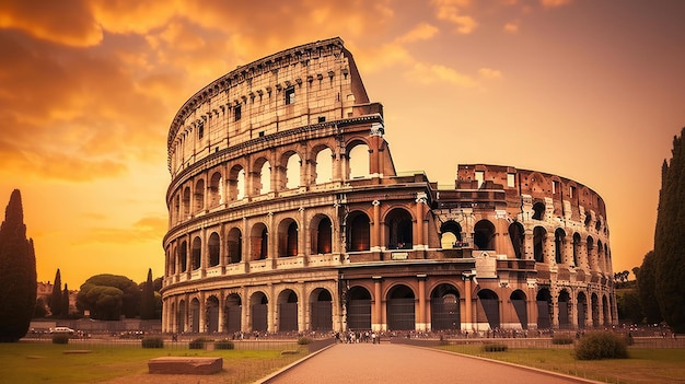 Italia Roma El Coliseo o Coliseo al amanecer