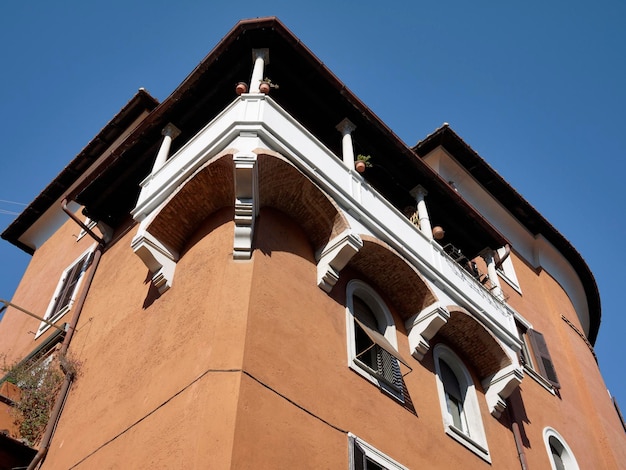 italia, roma, garbatella, vista, de, un, edificio viejo, fachada