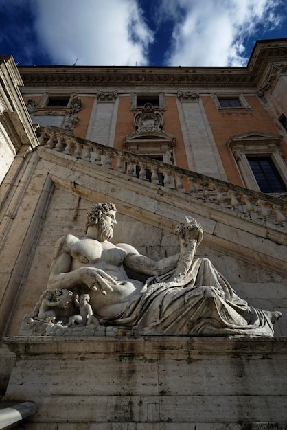 Itália, Roma, Praça Campidoglio, estátua romana