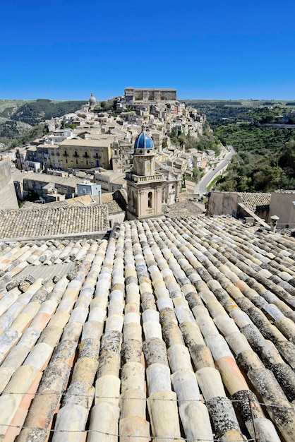 Itália, Sicília, Ragusa Ibla, vista panorâmica da cidade barroca