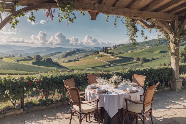 Italian Vineyard Dining Rolling Hills Mesas ao ar livre e sabores toscanos