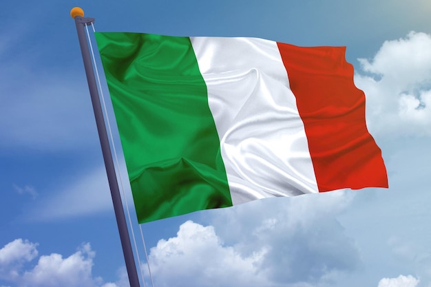 Italien-Flagge auf dem Himmelshintergrund