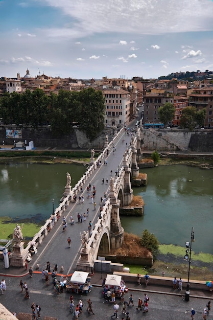 Italien Latium Rom den Fluss Tevere und S Angelo Brücke von S Angelo Castel