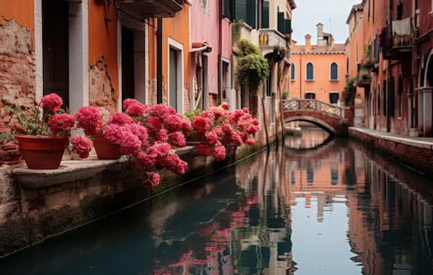 Italien-See mit buntem Haus und Wasser