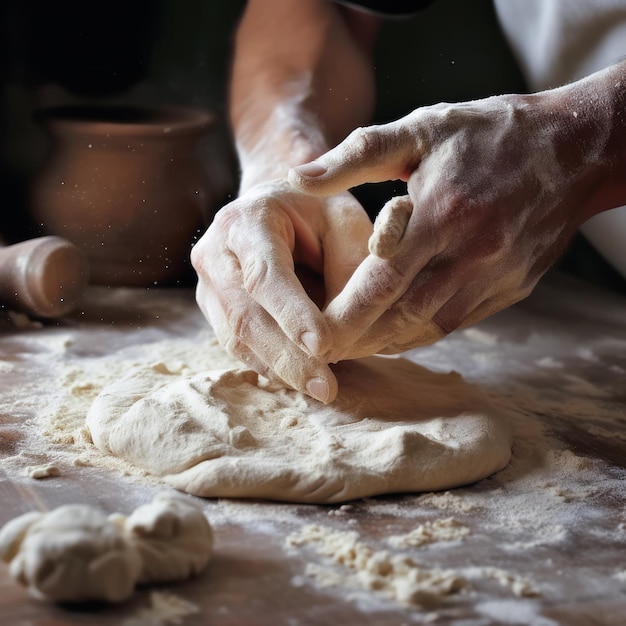 Italienerin macht Pasta in der Küche mit Sepia-Effekt