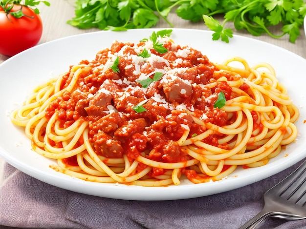 Italienische Spaghetti Bolognese mit Tomatensauce und Fleisch