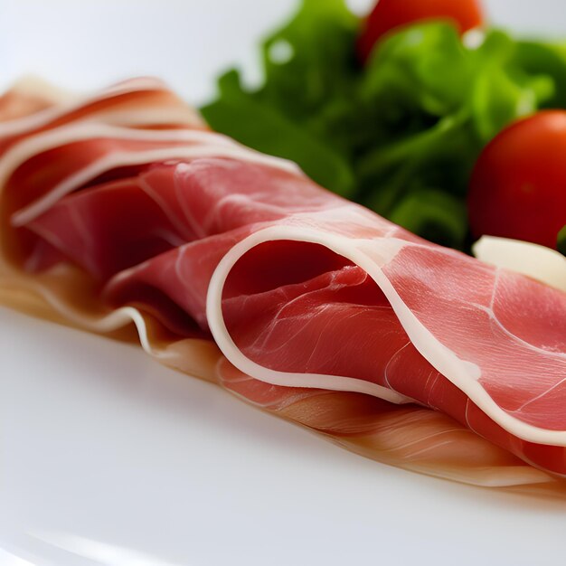 Foto italienischer prosciutto crudo oder spanischer schinken getränktes fleisch serrano schinken lecker