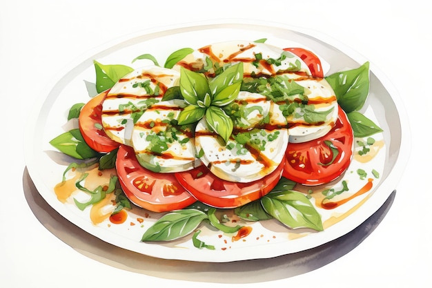 Foto italienisches basilikum, mozzarella, gemüsesalat, tomaten, caprese, hintergrund, vegetarischer käse.