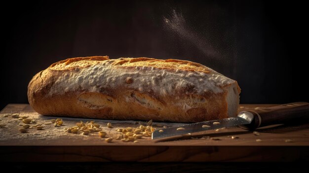 Italienisches Brot auf einem rustikalen Tisch zum Frühstück und Nachmittagssnack