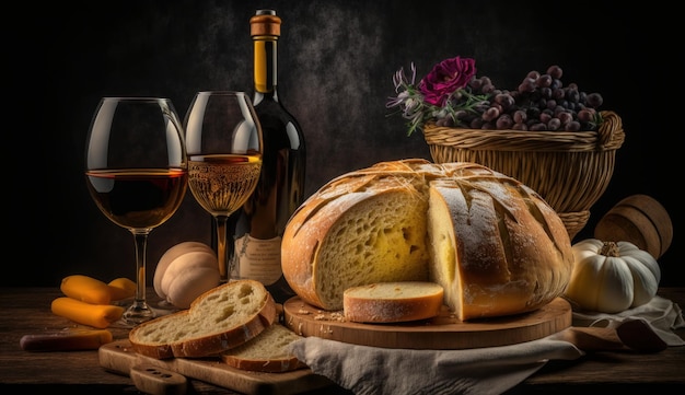 Foto italienisches brot und köstliche beilagen