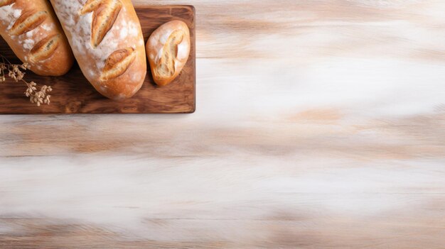 Italienisches Ciabatta-Brot auf Holzbrett Top-View