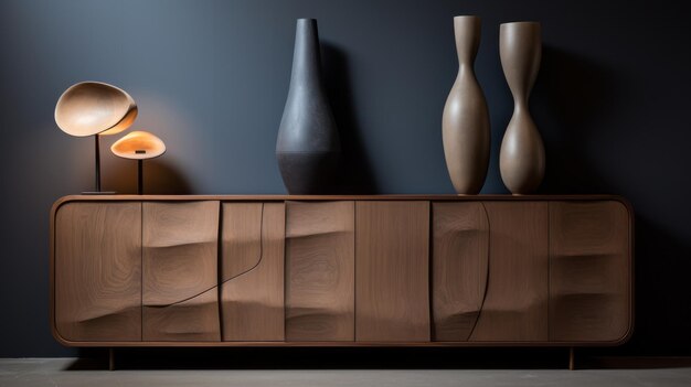 Italienisches Design-Sideboard mit organischen Formen und Chiaroscuro-Beleuchtung