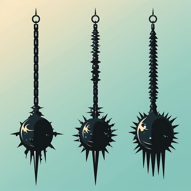 Foto item de jogo flail weapon item barbaric design chain flail spiked flail ilustração ideia de coleção