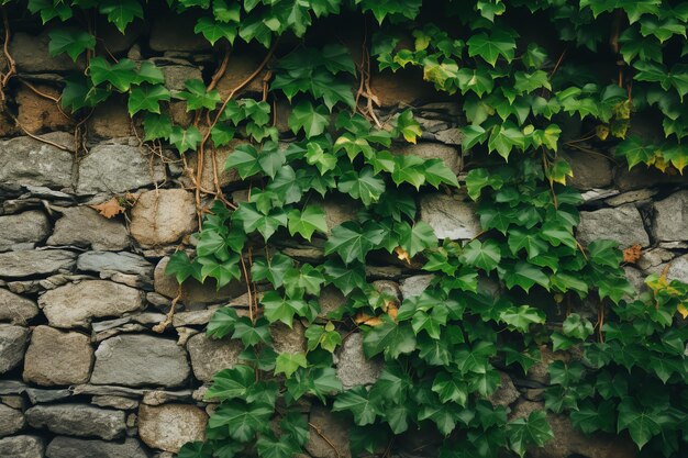 Ivy klettert auf eine alte Steinmauer Aquarell