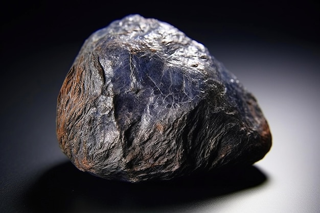 La ixiolita es una rara piedra natural preciosa sobre un fondo negro generada por la IA.