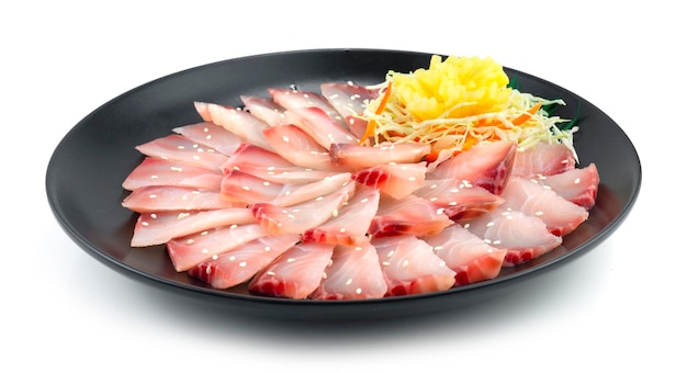 Izumidai-Sashimi-Dekoration, geschnitzter eingelegter Rettich, japanisches Essen, Fusion-Stil, Seitenansicht