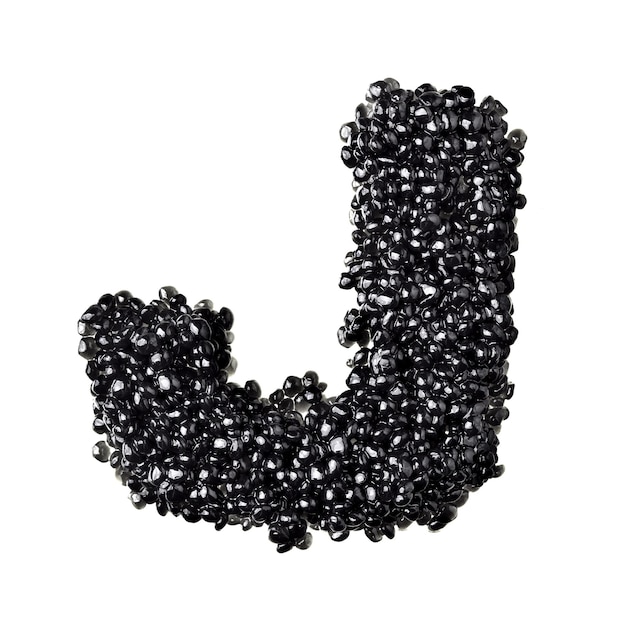 J - Alphabet aus schwarzem Kaviar