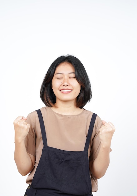 Ja, Feiergeste der schönen asiatischen Frau, Isolated On White Background