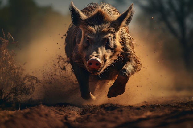 jabalí corriendo en la selva africana