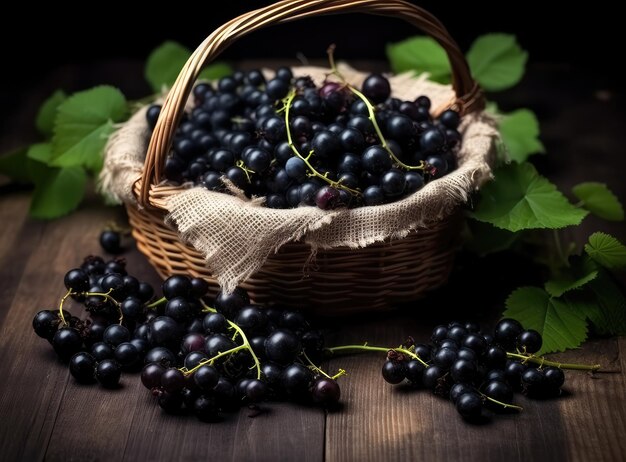 Foto jabuticaba jabuticabas recém-colhidas em vasos e cestos dispostos em madeira rústica vista superior