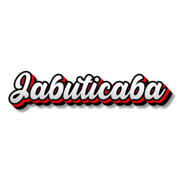 Jabuticaba Texto 3D Prata Vermelho Preto Branco Fonte Foto JPG
