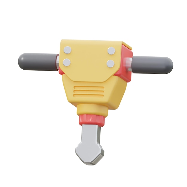 Foto jack hammer icono 3d aislado fundamento blanco representación 3d