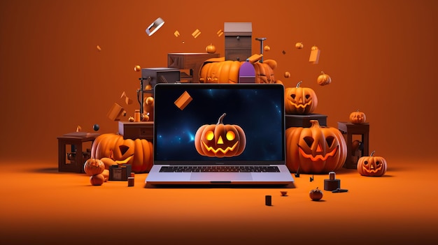 Jack O Lantern, la bandera de las calabazas de Halloween