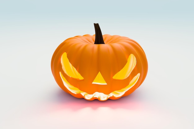 Jack o lantern em fundo branco, festival de halloween, renderização de ilustração 3D