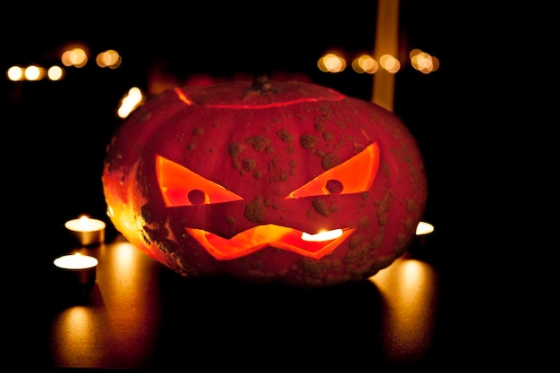 Jack O39Lantern iluminado para o Halloween