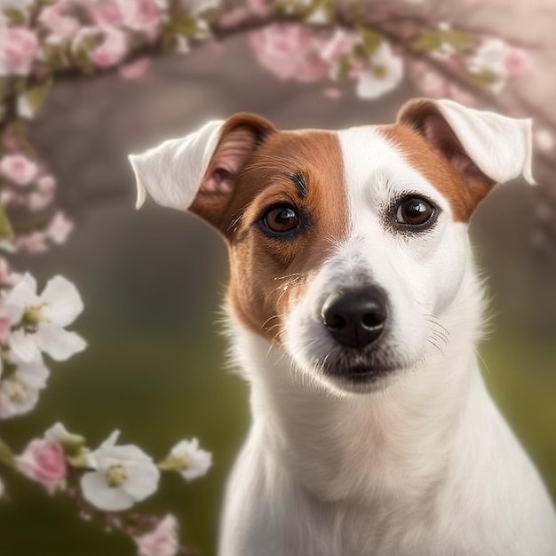 Jack russel terrier realista sobre un deslumbrante fondo natural al aire libre