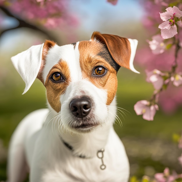 Jack russel terrier realista sobre fundo natural ao ar livre arrebatador