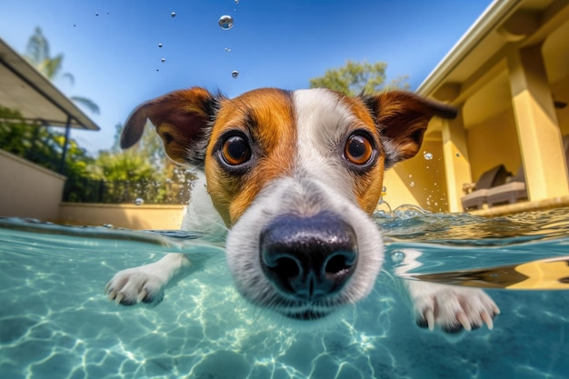 Jack-Russell-Hund ins WasserKI-Generativ