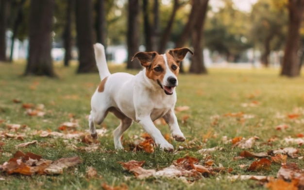 Jack Russell-Hund spielt im Park