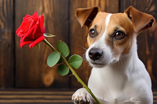 Foto jack russell mit rose