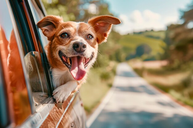 Jack Russell Terrier Cão em um carro