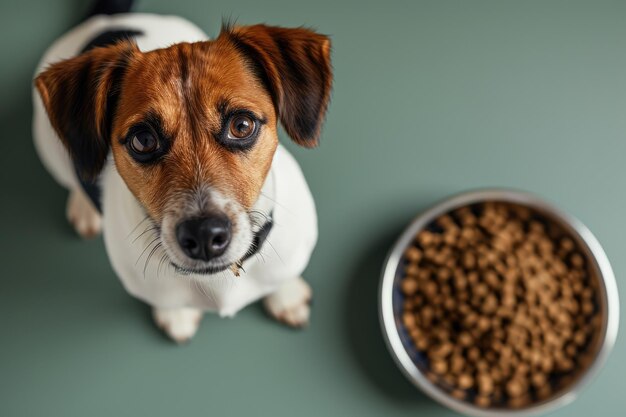 Jack Russell Terrier esperando pela refeiçãoxA