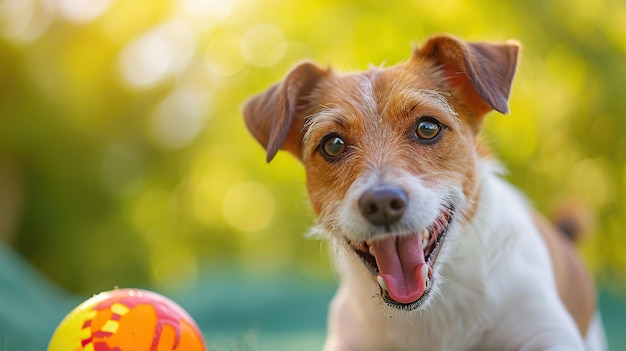 Un Jack Russell Terrier con un fondo verde vibrante