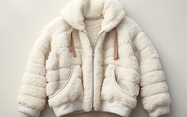 Foto jacket sherpa aconchegante para moda elegante de inverno em fundo transparente branco ou png