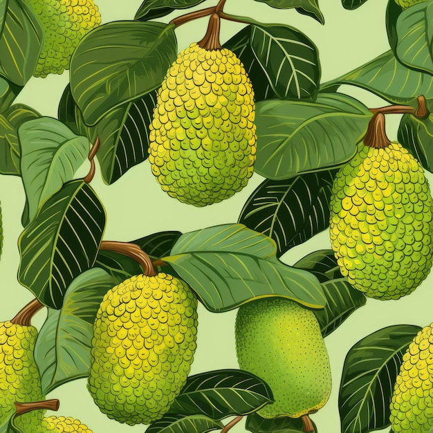 Jackfruit verde grande tropical de patrones sin fisuras