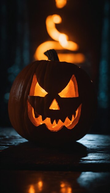 Jackolantern gegen einen dunklen Hintergrund Halloween