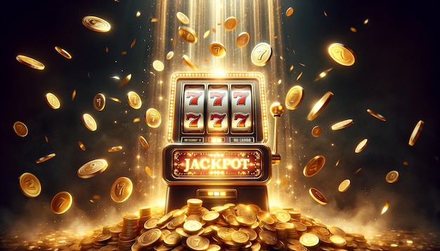 Jackpot mit einem magischen schwebenden Spielautomaten gewinnen