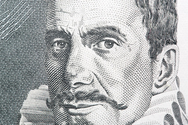 Jacobus Gallus, um retrato em close-up de moeda eslovena