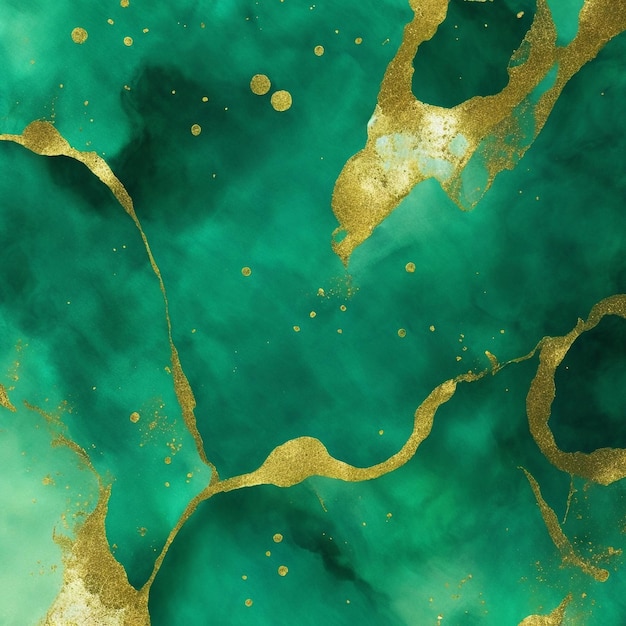 Jade-grüner handgemalter Hintergrund mit goldenen Glitzerelementen