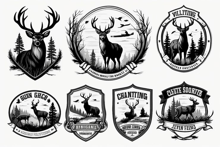 Foto jagd auf vektorelemente für vintage-etiketten und embleme