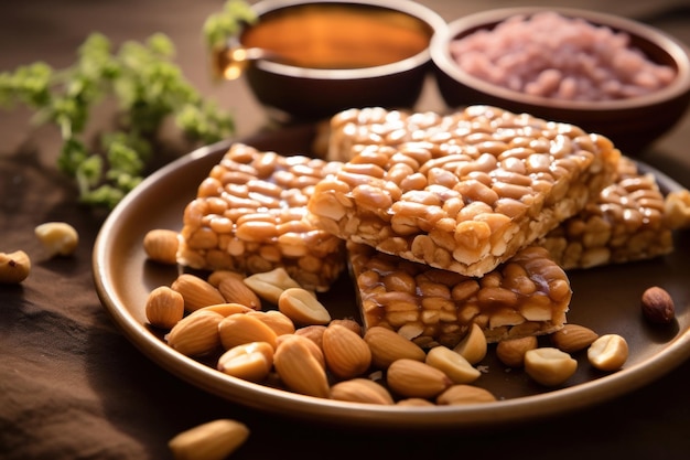 Jaggery Peanut chikki é um lanche saudável popular na Índia